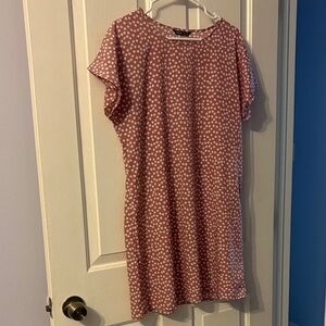 SHEIN Pink and White Polka Dot Middi Dress